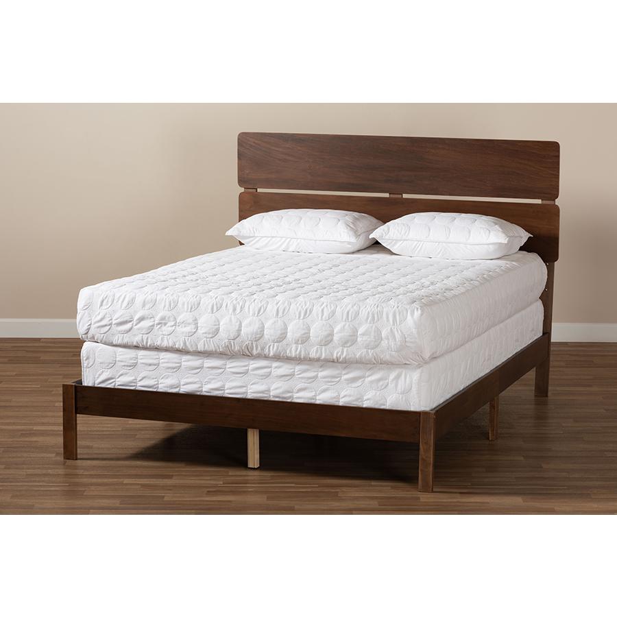 Anthony Modern and Contemporary Walnut Brown Finished Wood Queen Size Panel Bed. Picture 7