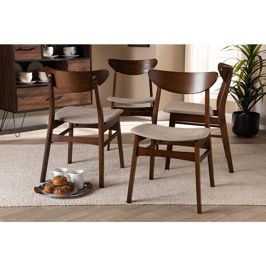 Walnut Brown Finished Wood 4-Piece Dining Chair Set. Picture 13