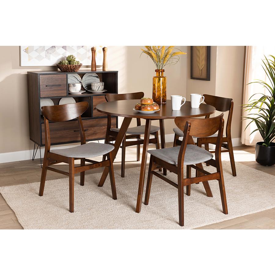 Walnut Brown Finished Wood 5-Piece Dining Set. Picture 17