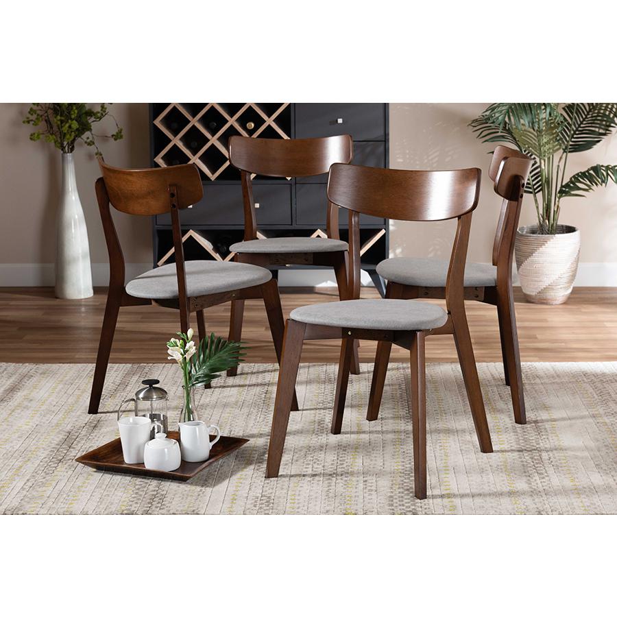 Walnut Brown Finished Wood 4-Piece Dining Chair Set. Picture 13