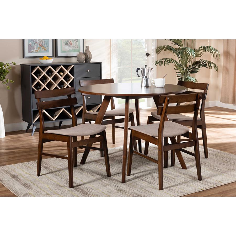 Walnut Brown Finished Wood 5-Piece Dining Set. Picture 15