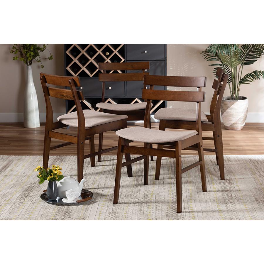 Walnut Brown Finished Wood 4-Piece Dining Chair Set. Picture 13
