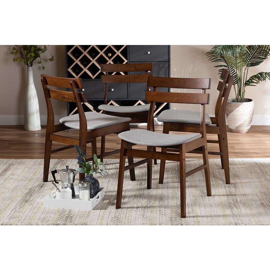 Walnut Brown Finished Wood 4-Piece Dining Chair Set. Picture 13
