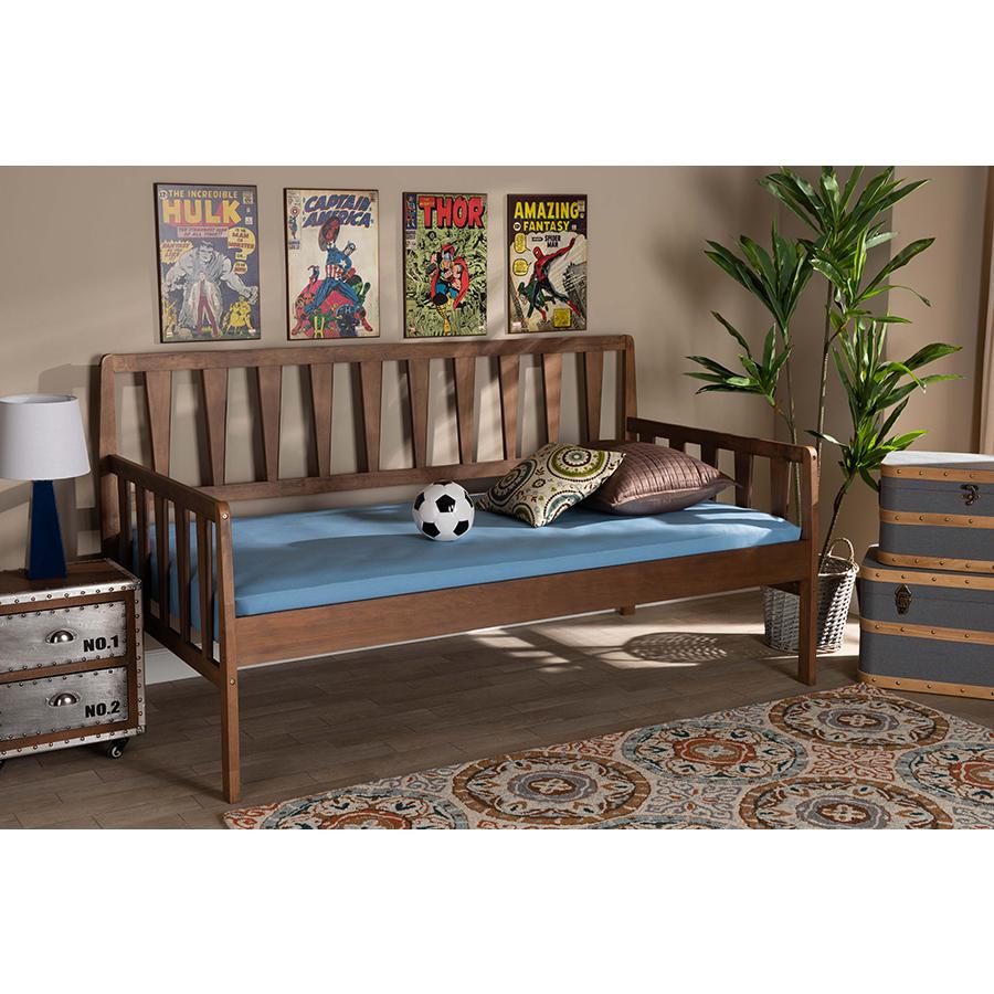 Transitional Walnut Brown Finished Wood Twin Size Daybed. Picture 15