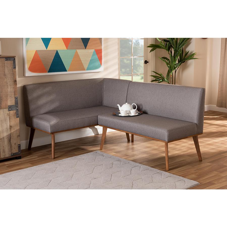 Walnut Brown Finished 2-Piece Wood Dining Nook Banquette Set. Picture 17