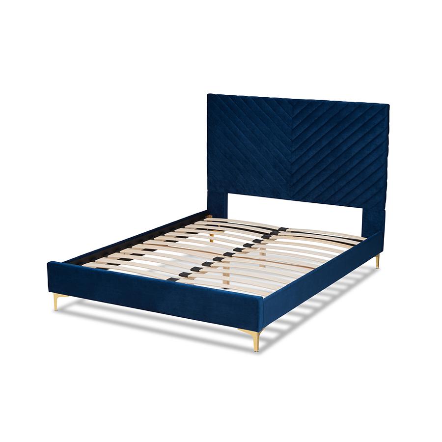 Gold Metal King Size Platform Bed. Picture 3