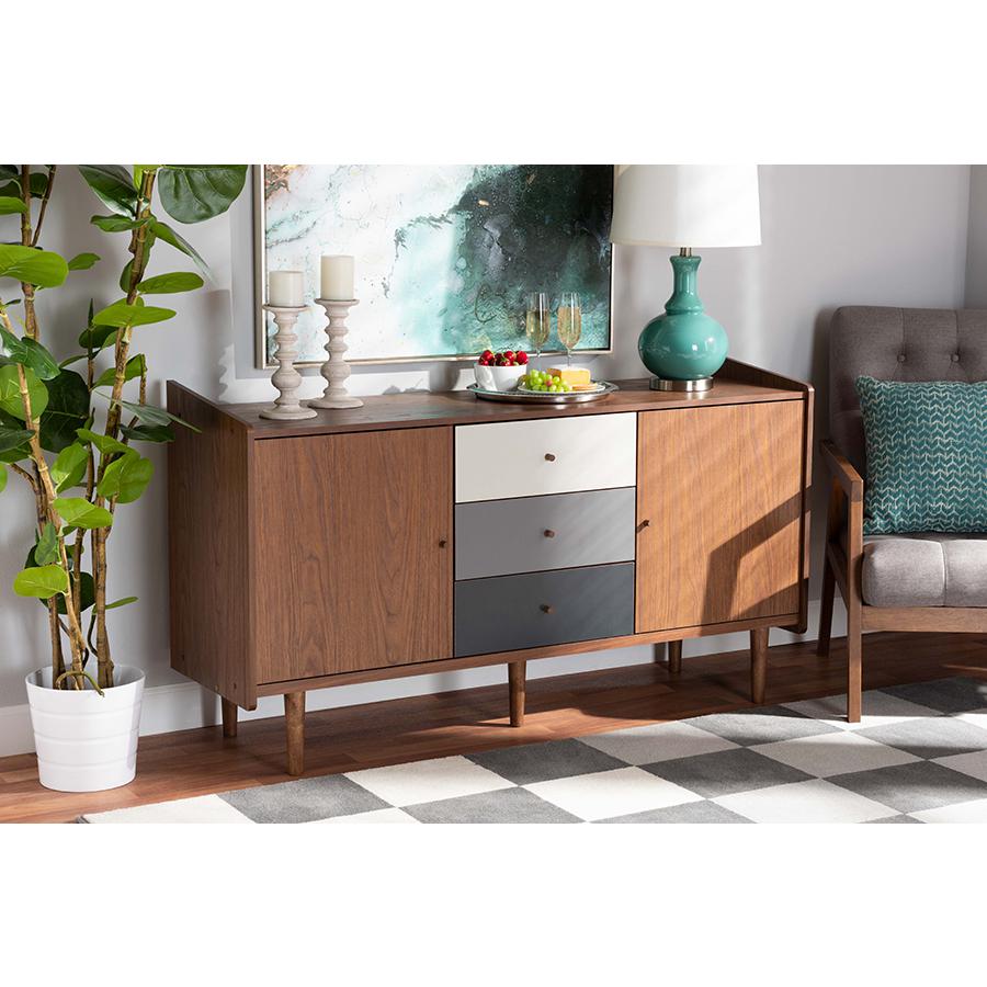 Grey Gradient Finished Wood 2-Door Dining Room Sideboard Buffet. Picture 19