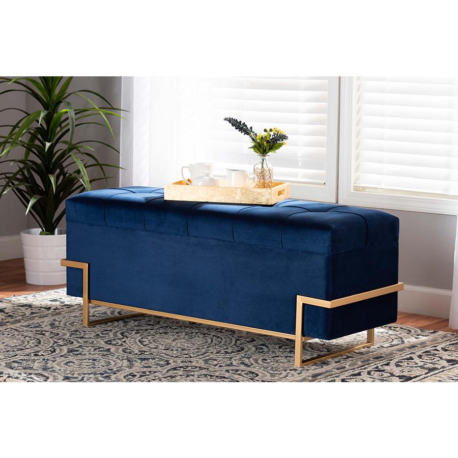 Gold Metal Finished Storage Ottoman. Picture 23