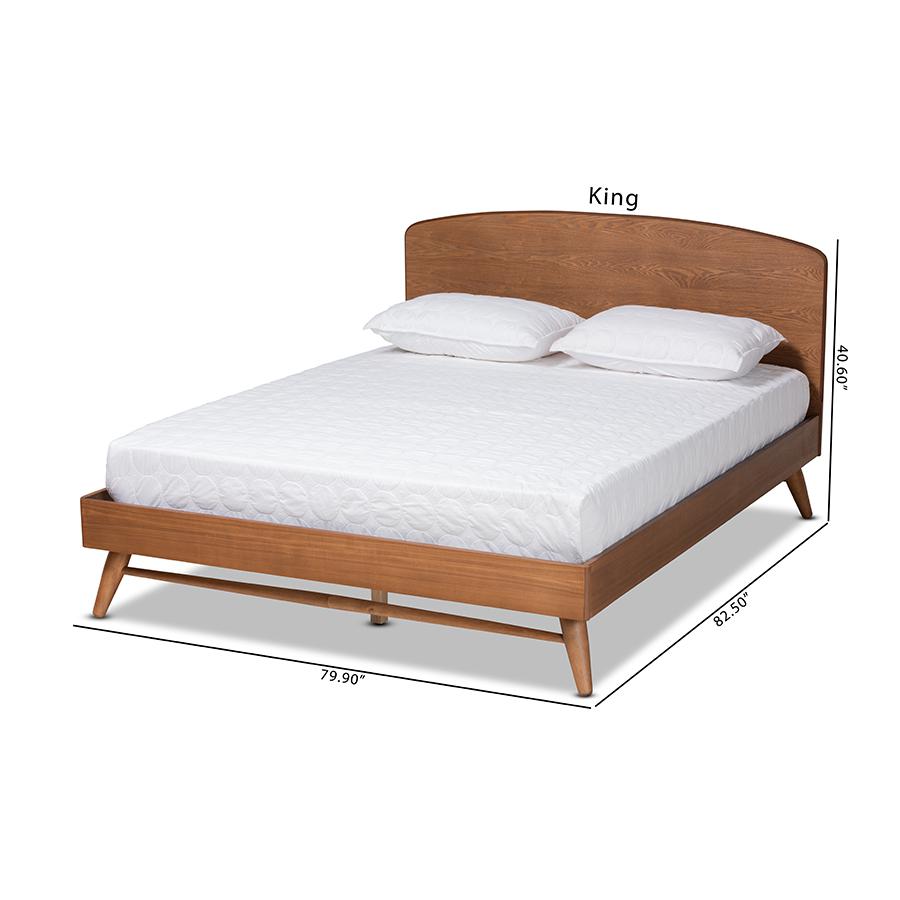 Transitional Walnut Brown Finished Wood Queen Size Platform Bed. Picture 10