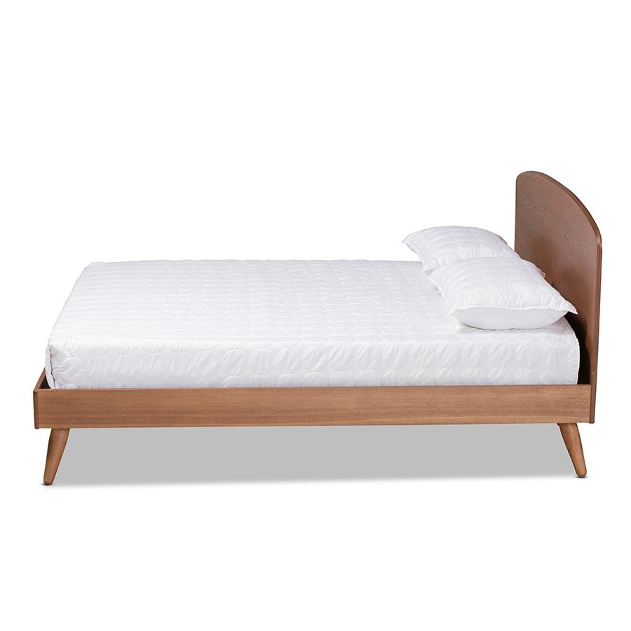 Transitional Walnut Brown Finished Wood Queen Size Platform Bed. Picture 2