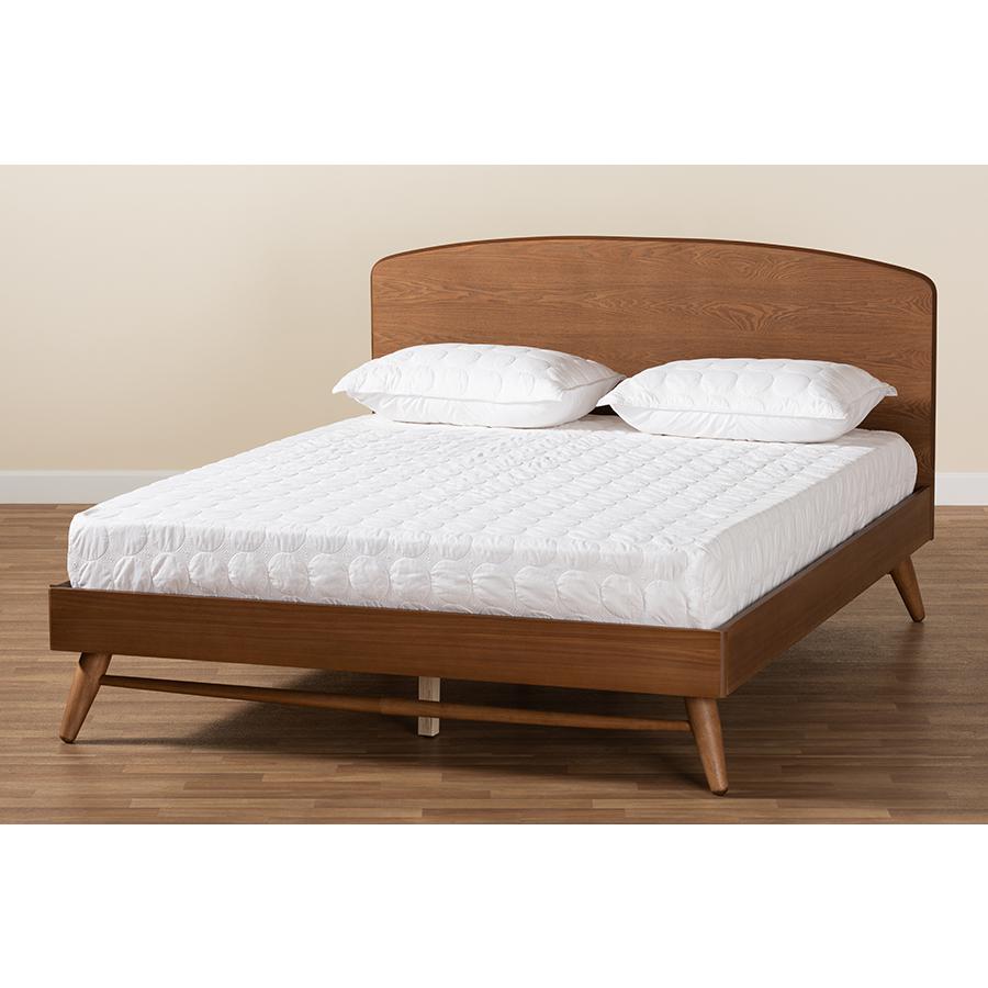 Transitional Walnut Brown Finished Wood Queen Size Platform Bed. Picture 7
