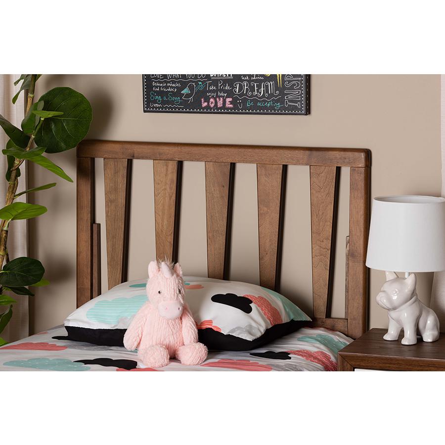 Duncan Modern and Contemporary Ash Walnut Finished Wood Twin Size Headboard. Picture 13