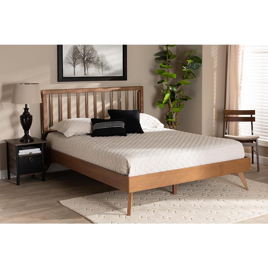 Toru Mid-Century Modern Ash Walnut Finished Wood Full Size Platform Bed. Picture 23