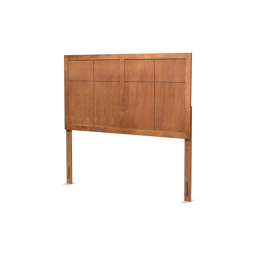 Transitional and Rustic Ash Walnut Finished Wood Queen Size Headboard. Picture 1