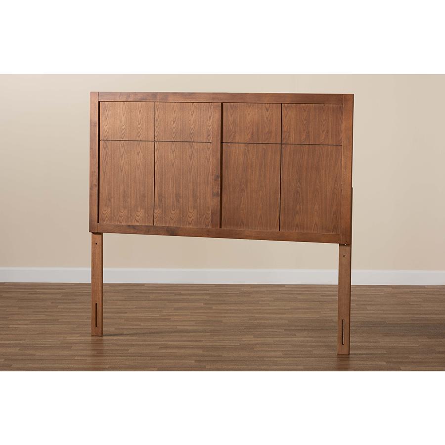 Transitional and Rustic Ash Walnut Finished Wood Queen Size Headboard. Picture 4