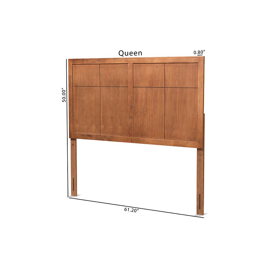 Transitional and Rustic Ash Walnut Finished Wood Queen Size Headboard. Picture 6