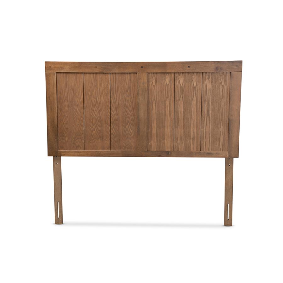 Transitional Ash Walnut Finished Wood Queen Size Headboard. Picture 2