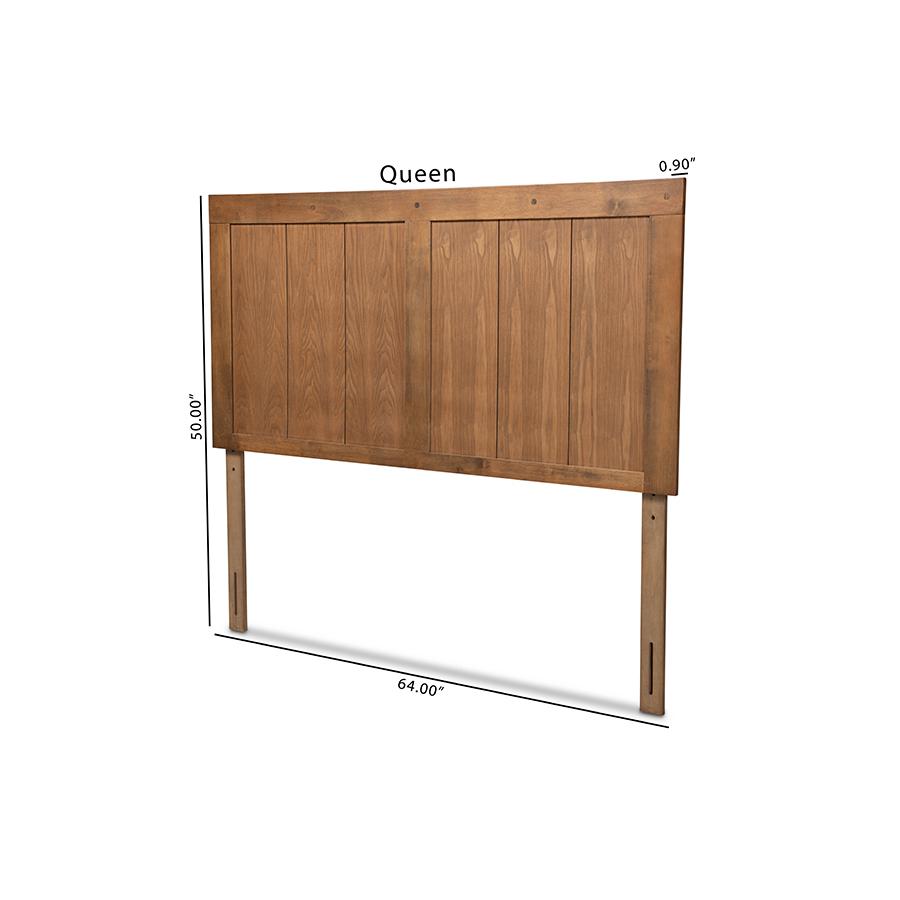 Transitional Ash Walnut Finished Wood Queen Size Headboard. Picture 6