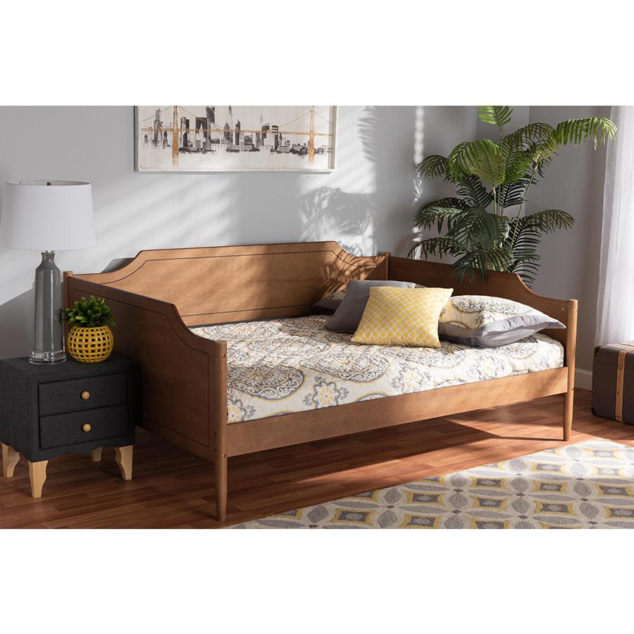 Alya Classic Traditional Farmhouse Walnut Brown Finished Wood Full Size Daybed. Picture 17