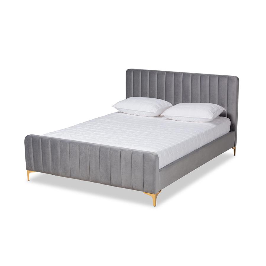 Gold Finished King Size Platform Bed. Picture 1