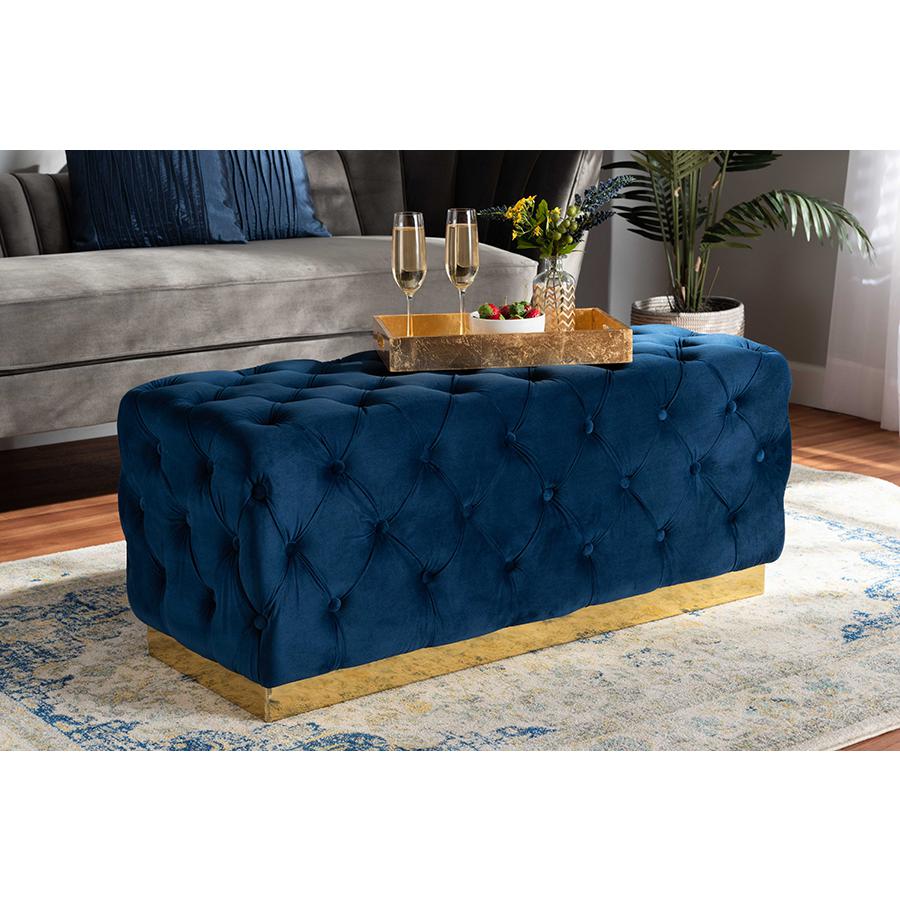 Gold PU Leather Ottoman. Picture 15