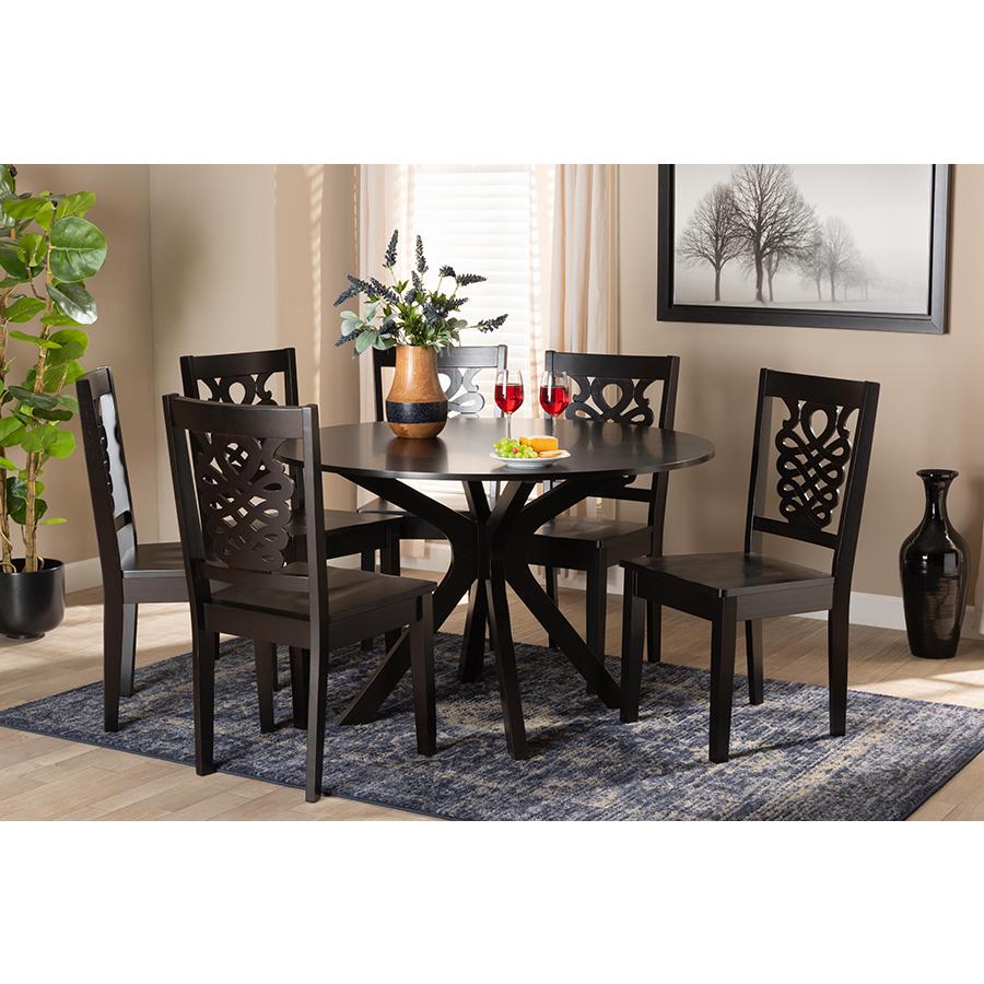 Transitional Dark Brown Finished Wood 7-Piece Dining Set. Picture 19