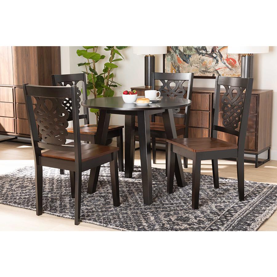 Walnut Brown Finished Wood 5-Piece Dining Set. Picture 19