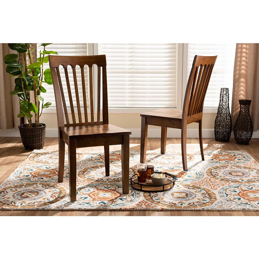 Transitional Walnut Brown Finished Wood 2-Piece Dining Chair Set. Picture 17