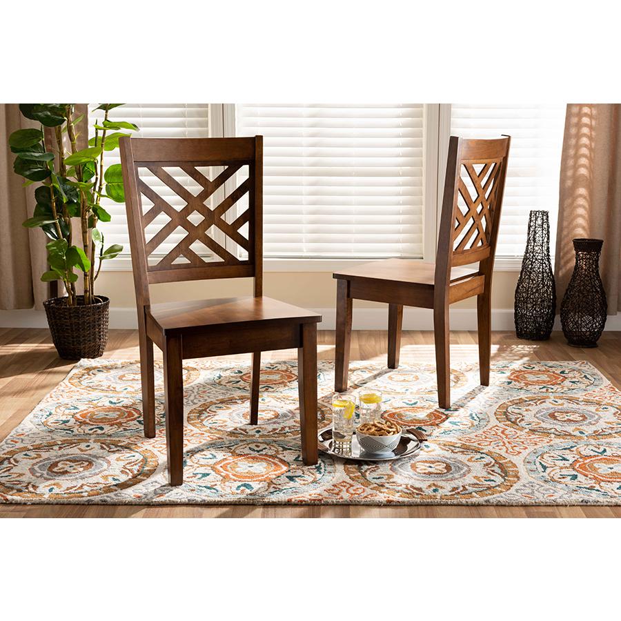 Transitional Walnut Brown Finished Wood 2-Piece Dining Chair Set. Picture 17
