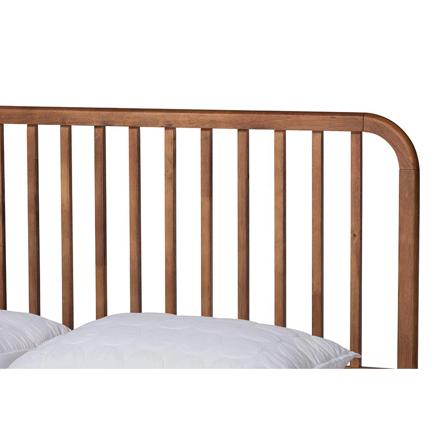 Walnut Brown Finished Wood Queen Size Platform Bed. Picture 4