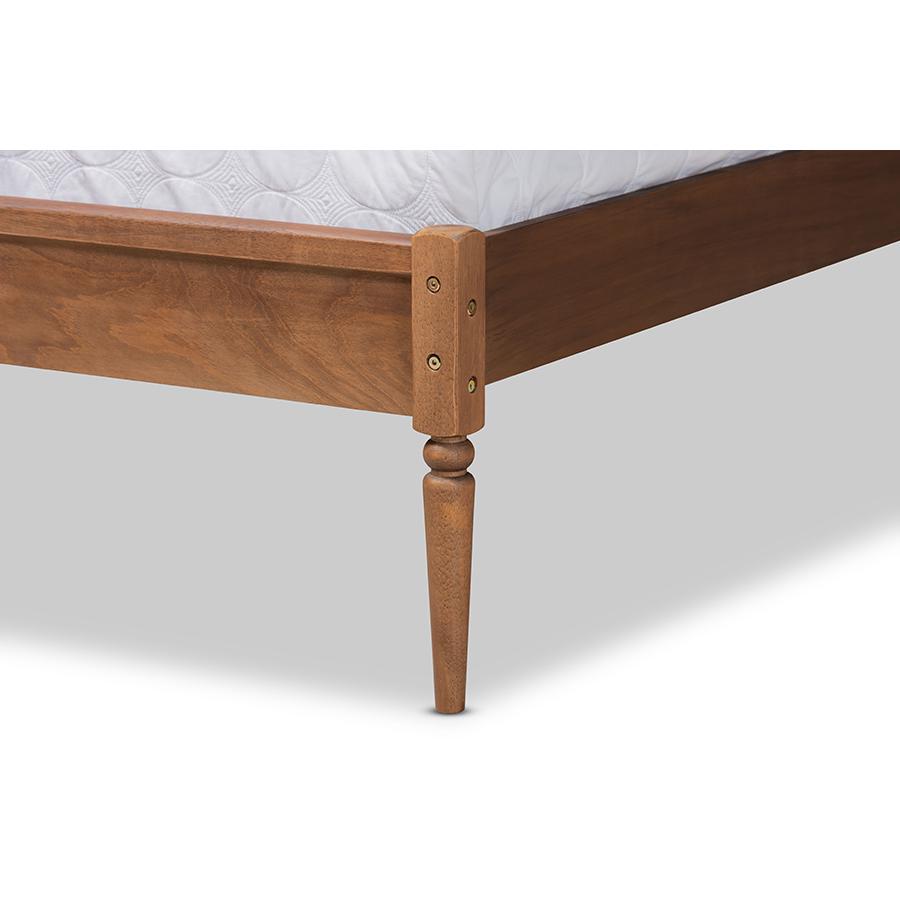 Walnut Brown Finished Wood Queen Size Platform Bed. Picture 5