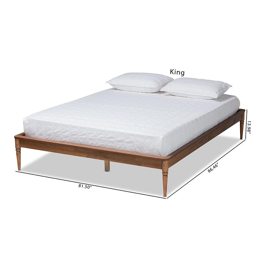 Tallis Classic and Traditional Walnut Brown Finished Wood Queen Size Bed Frame. Picture 10