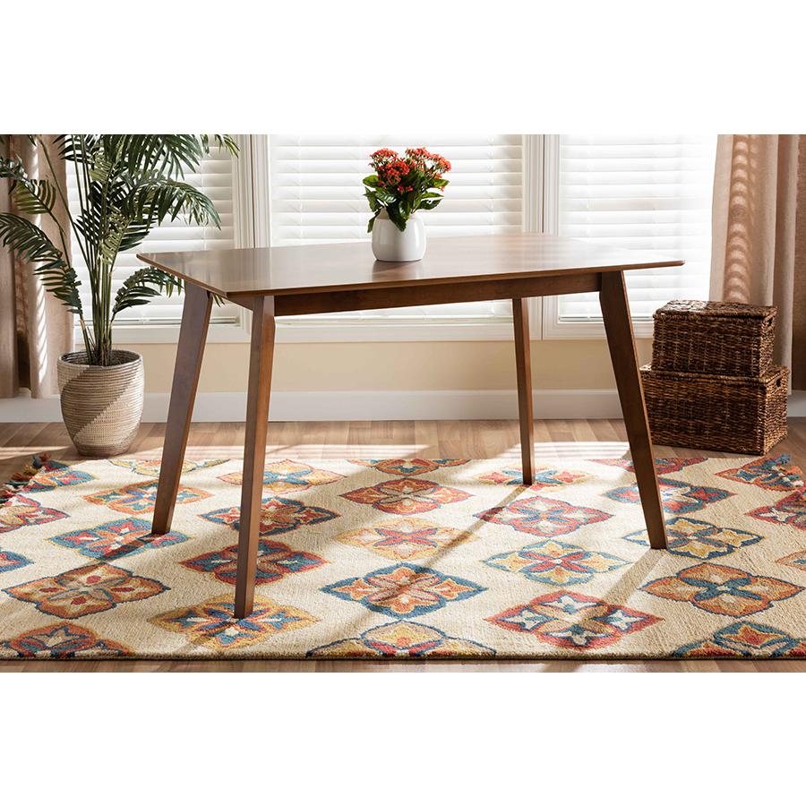 Maila Mid-Century Modern Transitional Walnut Brown Finished Wood Dining Table. Picture 17