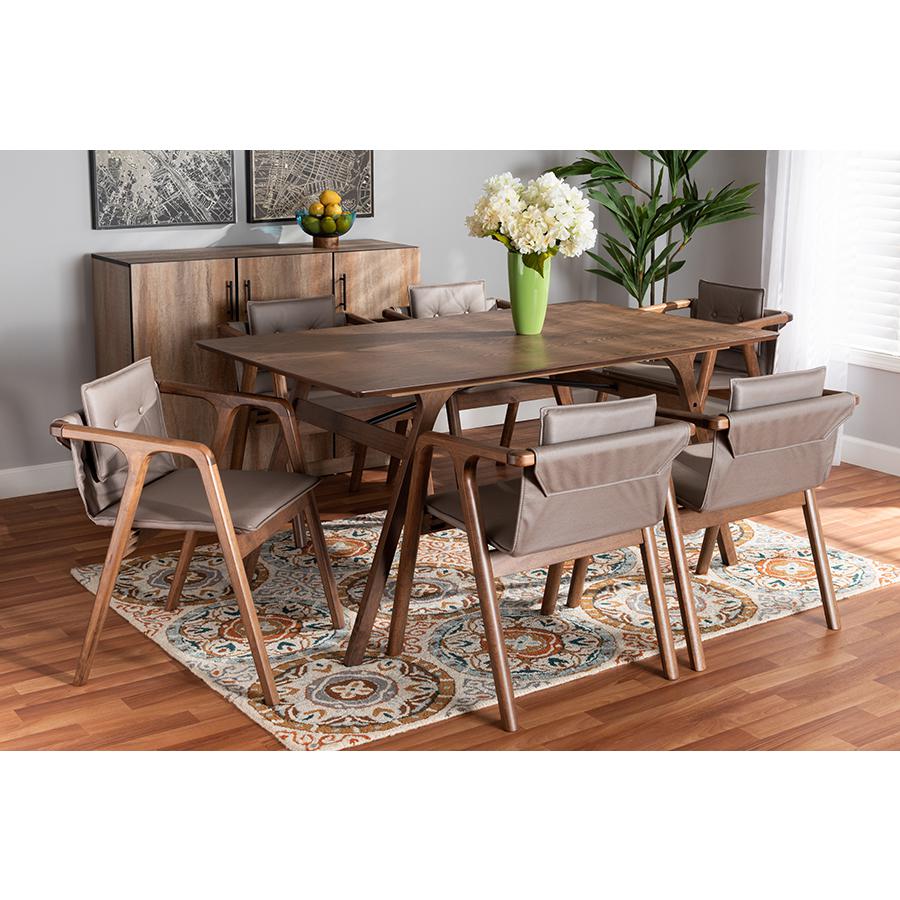 Walnut Brown Finished Wood 7-Piece Dining Set. Picture 19