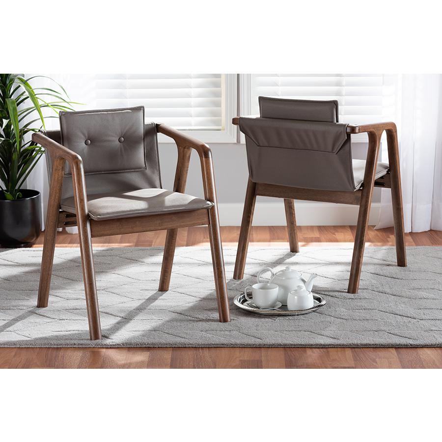 Walnut Brown Finished Wood 2-Piece Dining Chair Set. Picture 19