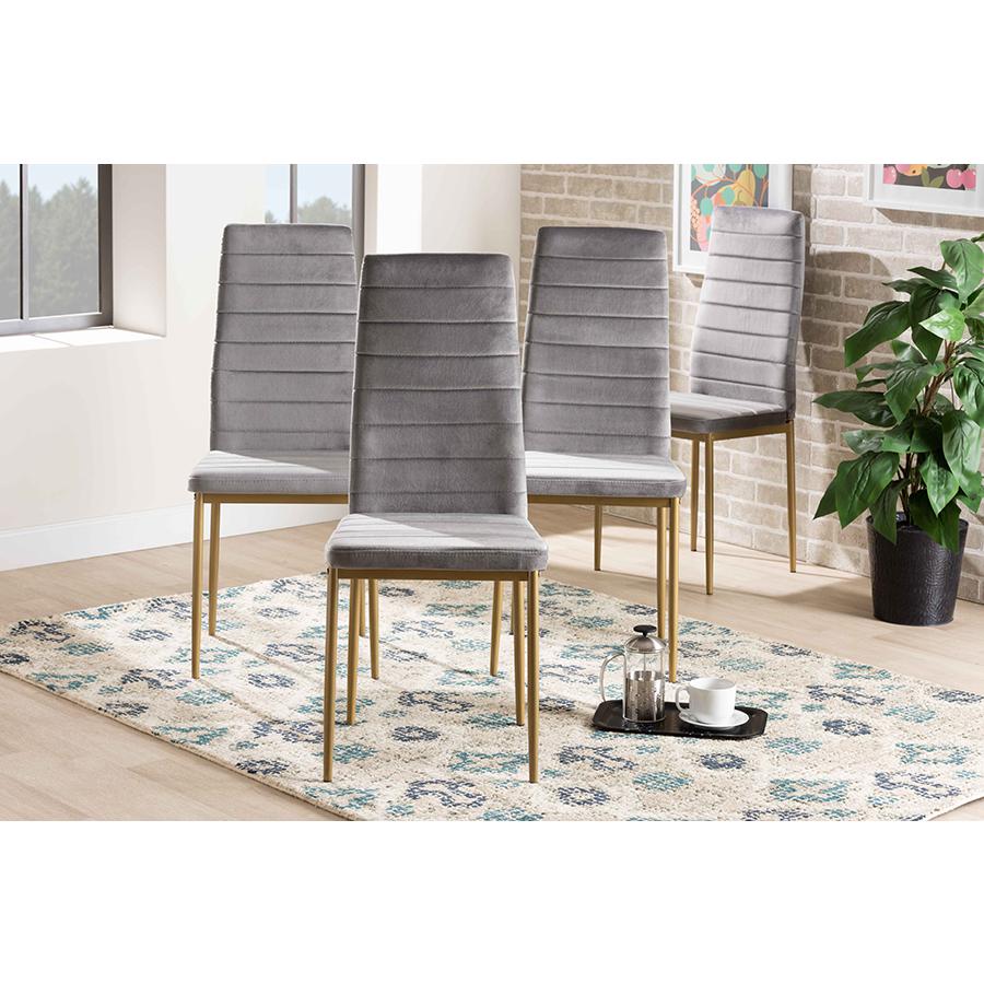 Gold Finished Metal 4-Piece Dining Chair Set. Picture 17