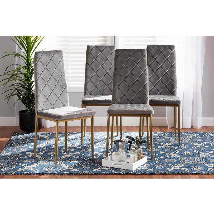Gold Finished Metal 4-Piece Dining Chair Set. Picture 17