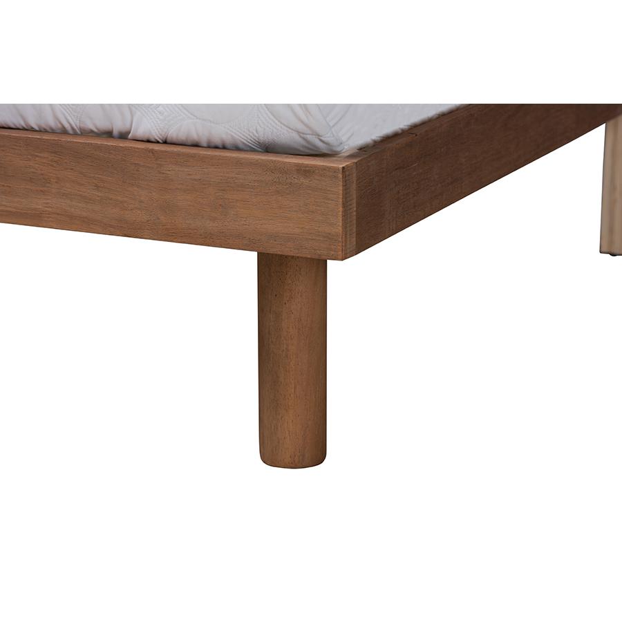 Walnut Brown Finished Wood Queen Size Platform Bed with Charging Station. Picture 5