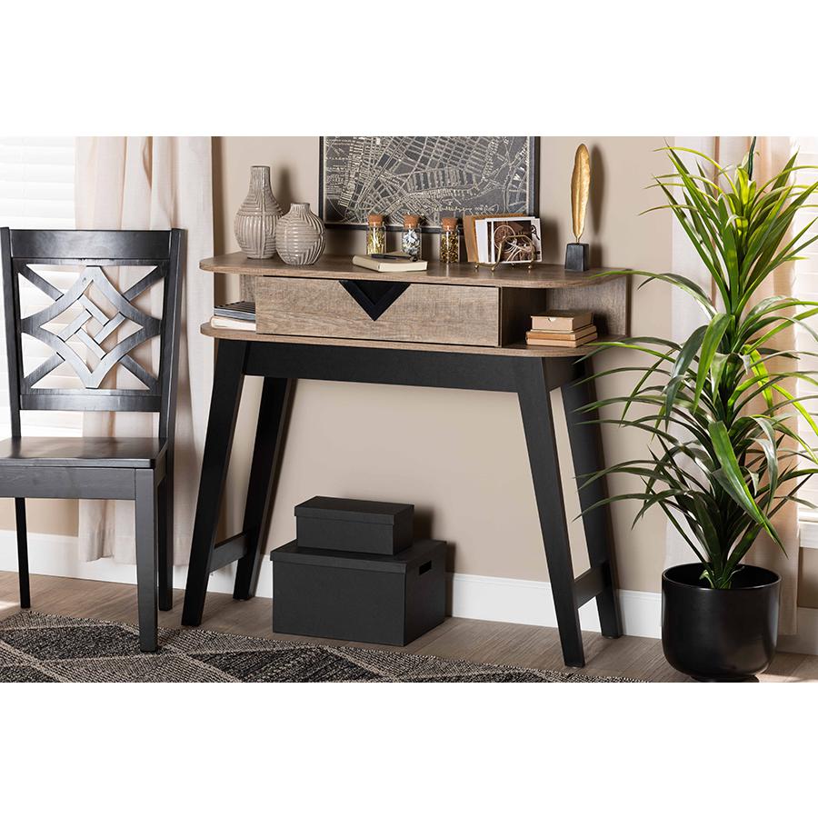 Wales Modern and Contemporary Light Brown Finished Wood 1-Drawer Console Table. Picture 23