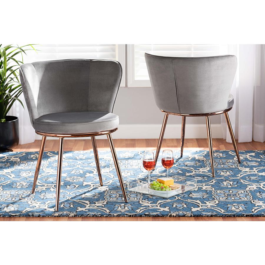 Rose Gold Finished Metal 2-Piece Dining Chair Set. Picture 19