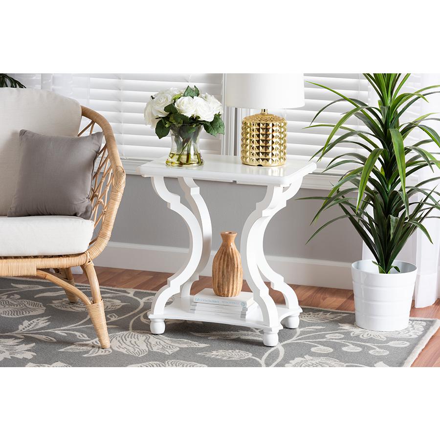 Baxton Studio Cianna Classic and Traditional White Wood End Table. Picture 19