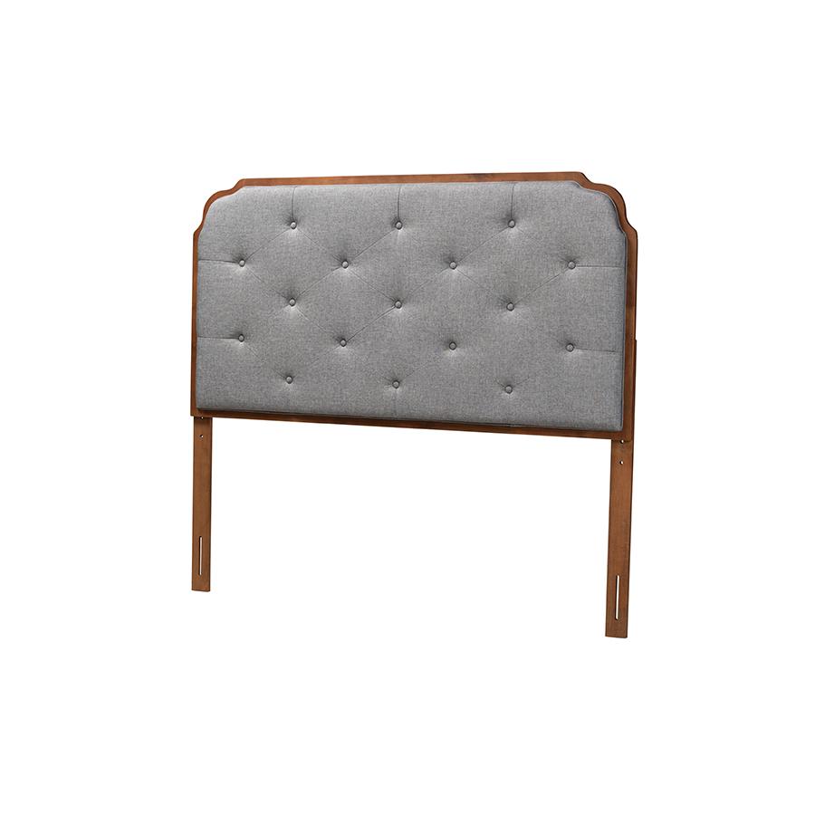 Walnut Brown Finished Wood Queen Size Headboard. Picture 1