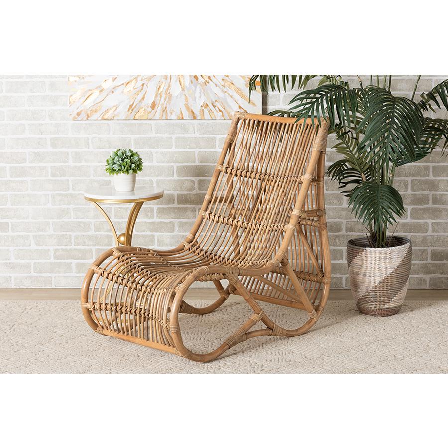 bali & pari Genera Modern Bohemian Natural Rattan Lounge Chair. Picture 21