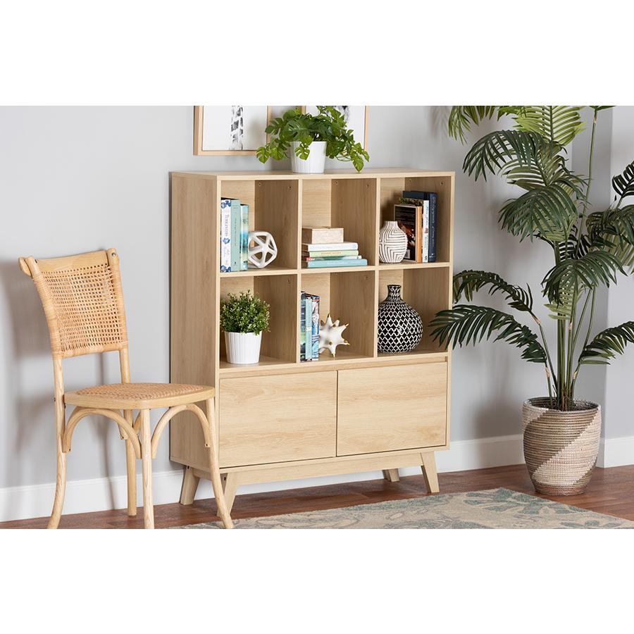 Baxton Studio Danina Japandi Oak Brown Finished Wood Bookshelf. Picture 21