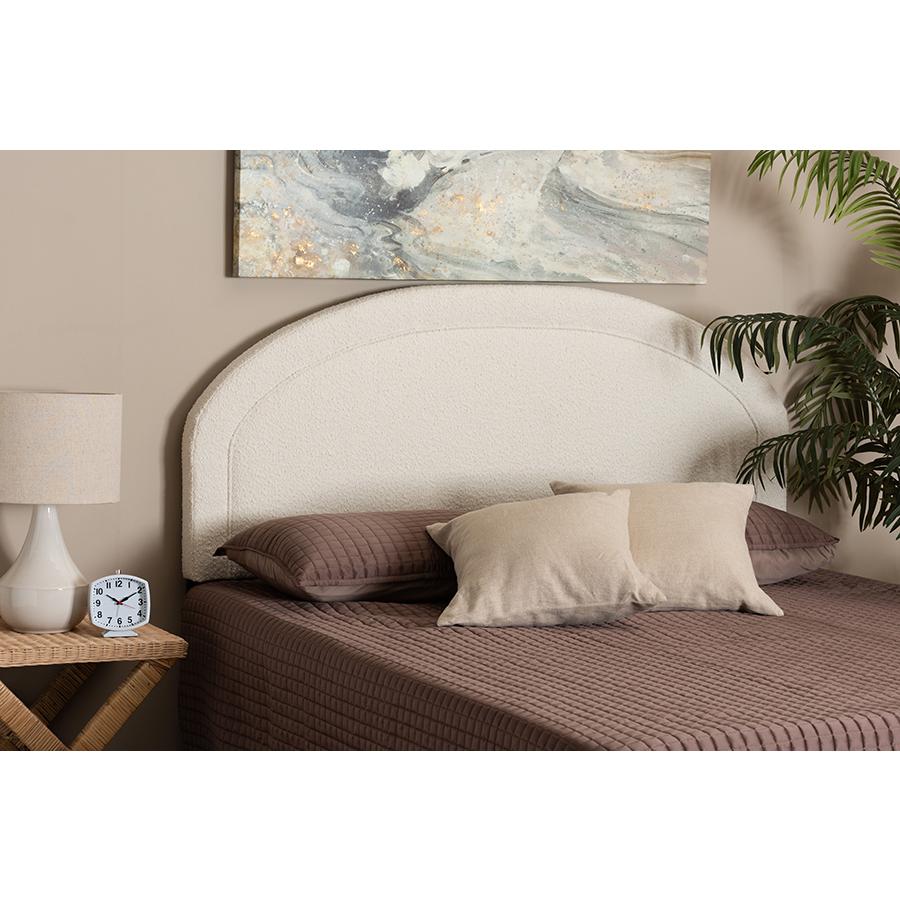 Baxton Studio Fiana Modern Cream Boucle Fabric Queen Size Headboard. Picture 15