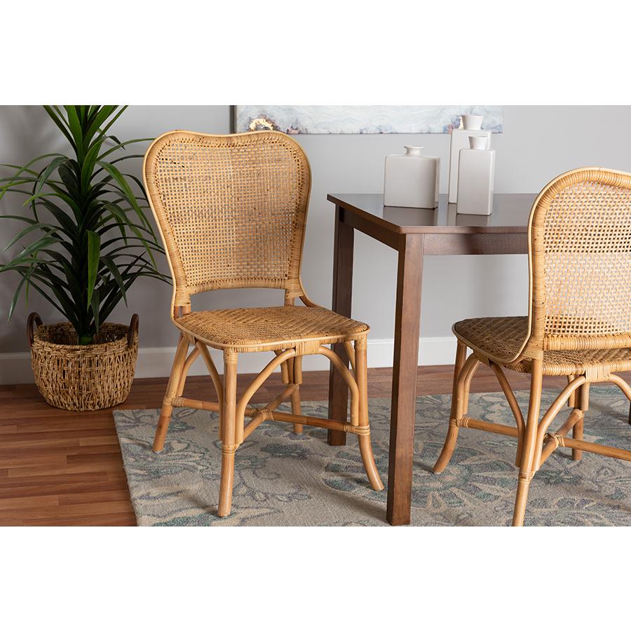 bali & pari Irene Modern Bohemian Natural Rattan Dining Chair. Picture 21