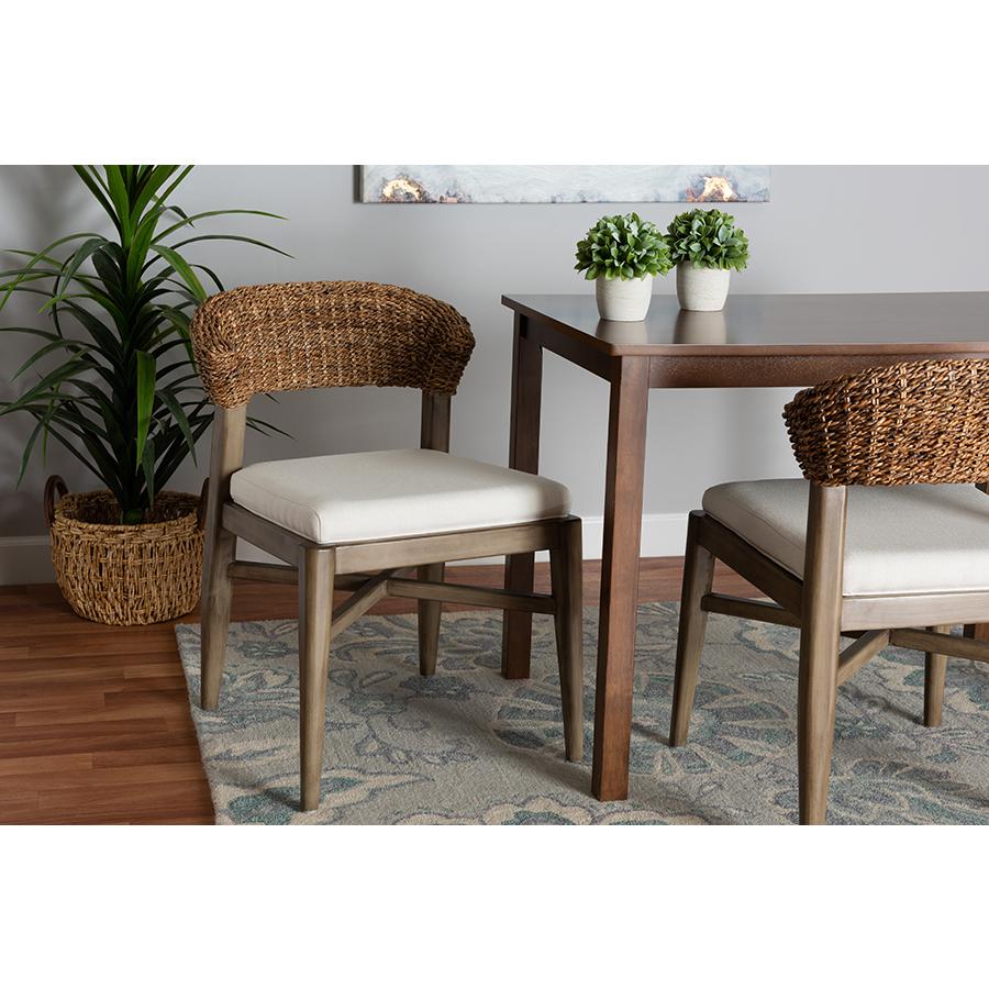 Bohemian Walnut Brown Finished Mahogany Wood and Natural Rattan Dining Chair. Picture 21