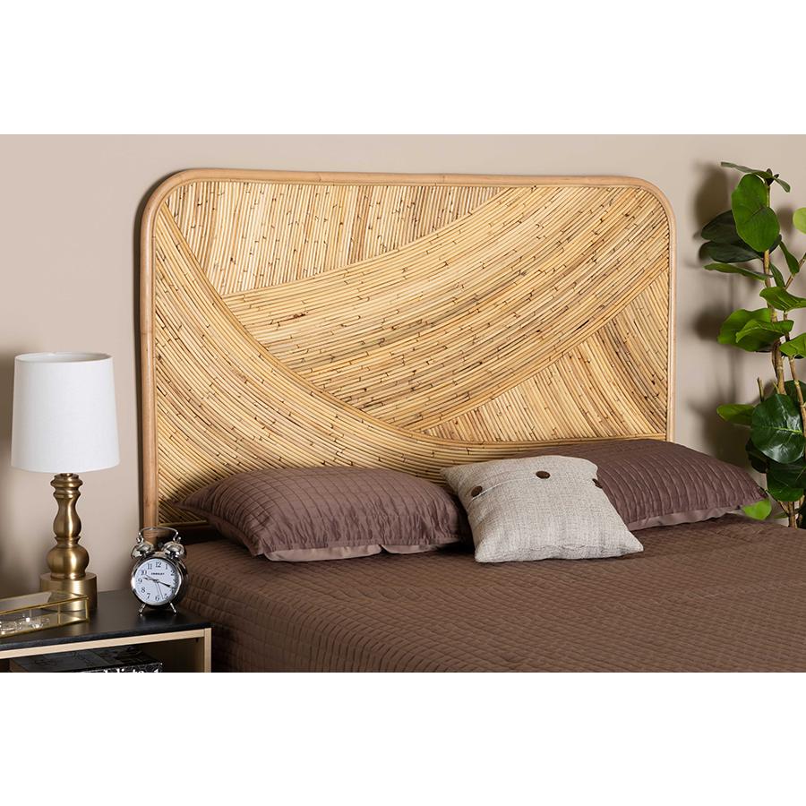 Bohemian Natural Brown Rattan Queen Size Standalone Headboard. Picture 17