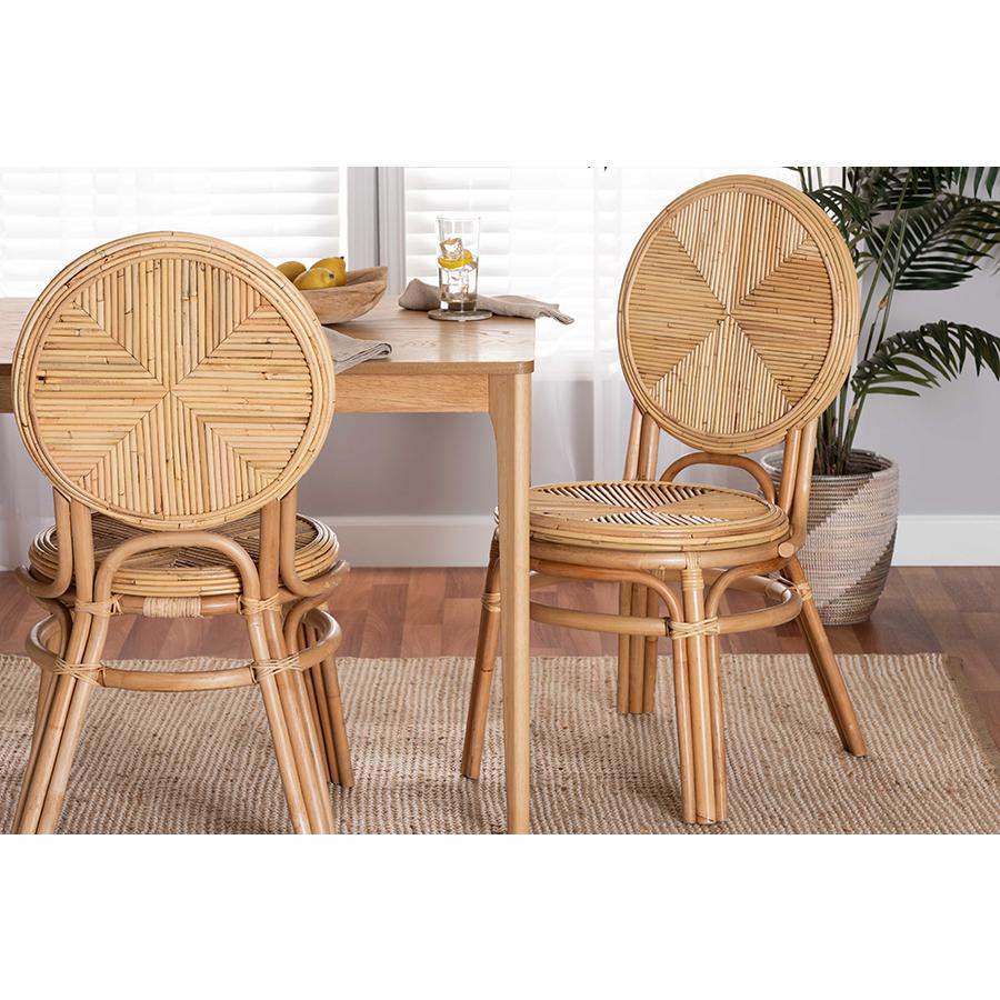 bali & pari Carita Modern Bohemian Natural Brown Rattan Dining Chair. Picture 21