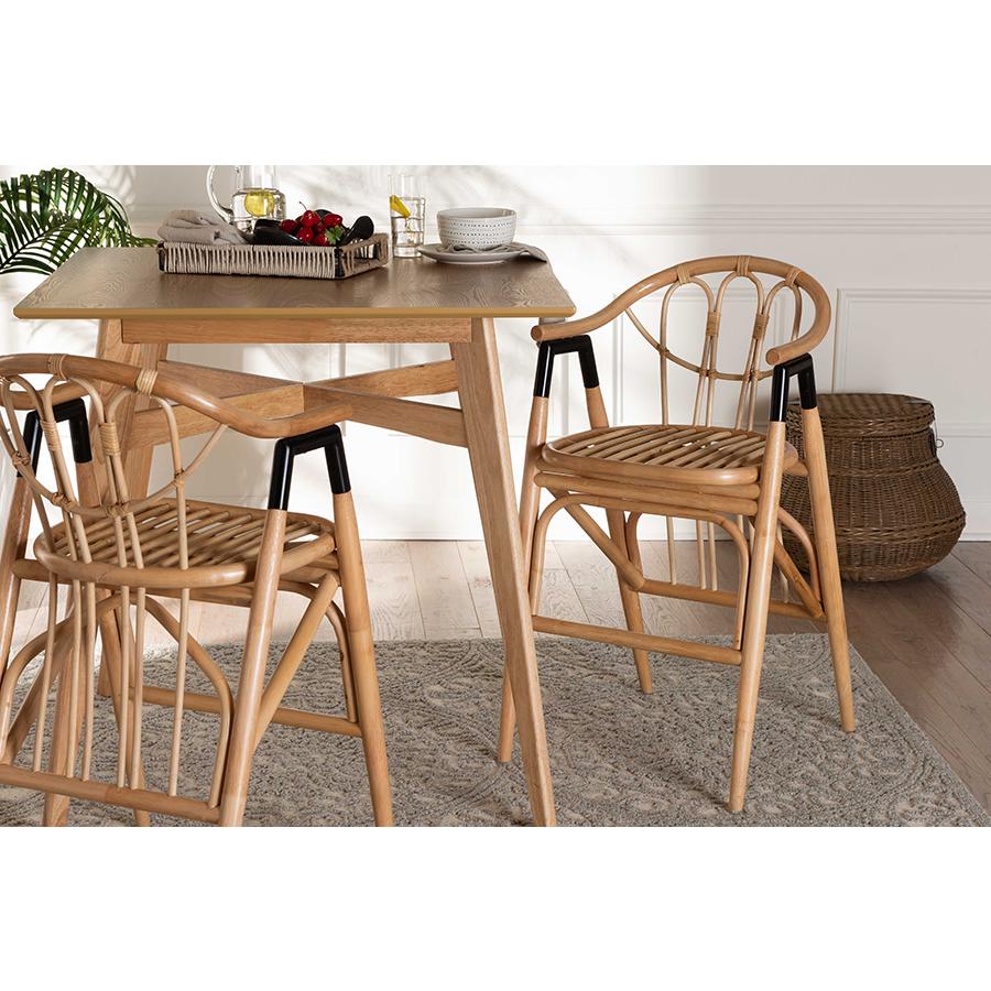 bali & pari Cyntia Modern Bohemian Natural Brown Rattan Counter Stool. Picture 21